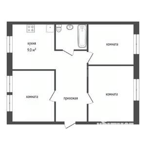 3-к квартира, вторичка, 65м2, 1/2 этаж