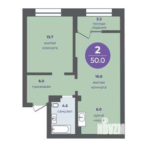 2-к квартира, вторичка, 47м2, 2/17 этаж