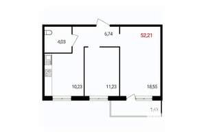 2-к квартира, вторичка, 52м2, 17/18 этаж