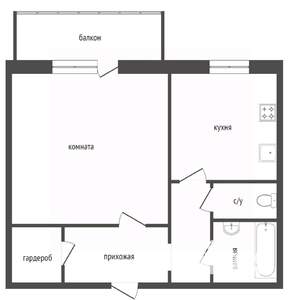 1-к квартира, вторичка, 33м2, 7/10 этаж