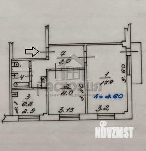 2-к квартира, вторичка, 47м2, 3/5 этаж