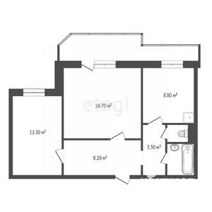 2-к квартира, вторичка, 57м2, 6/10 этаж