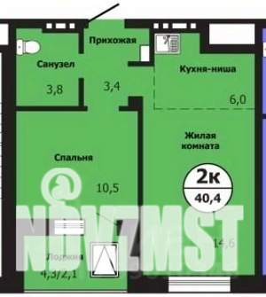 2-к квартира, строящийся дом, 40м2, 12/19 этаж