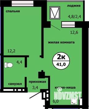 2-к квартира, строящийся дом, 40м2, 19/19 этаж