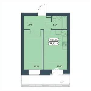 1-к квартира, вторичка, 40м2, 8/9 этаж