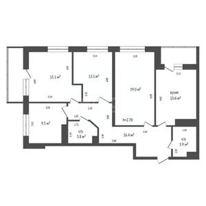 4-к квартира, вторичка, 93м2, 19/26 этаж