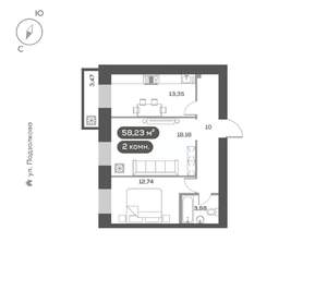 2-к квартира, вторичка, 58м2, 15/16 этаж