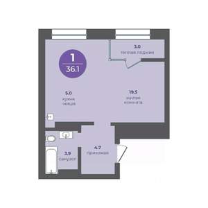 1-к квартира, вторичка, 36м2, 8/15 этаж