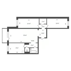 3-к квартира, вторичка, 73м2, 13/17 этаж