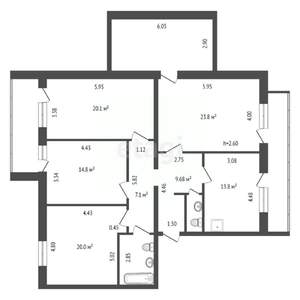 4-к квартира, вторичка, 135м2, 4/10 этаж