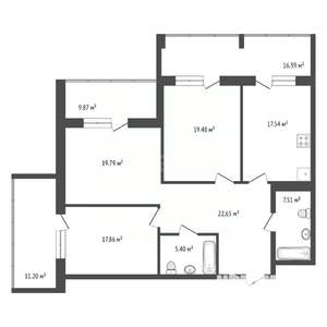 3-к квартира, вторичка, 125м2, 9/21 этаж