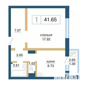 1-к квартира, вторичка, 42м2, 17/17 этаж