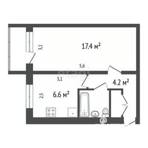 1-к квартира, вторичка, 33м2, 4/5 этаж