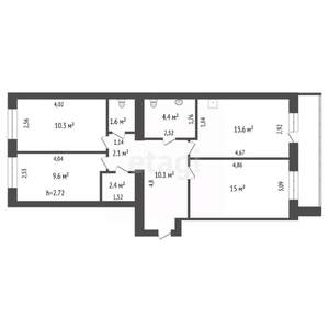 3-к квартира, вторичка, 69м2, 1/8 этаж