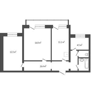 3-к квартира, вторичка, 68м2, 8/14 этаж