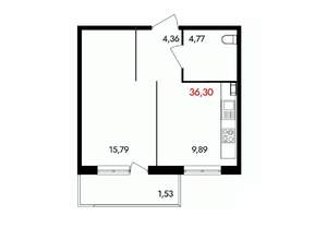 1-к квартира, вторичка, 36м2, 18/18 этаж