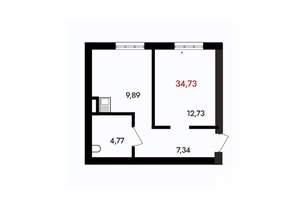 1-к квартира, вторичка, 35м2, 3/18 этаж