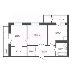 2-к квартира, вторичка, 56м2, 1/9 этаж