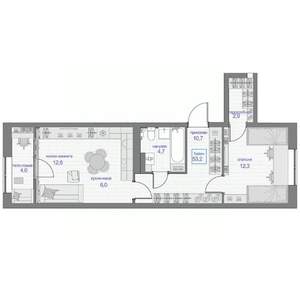 2-к квартира, вторичка, 53м2, 21/24 этаж