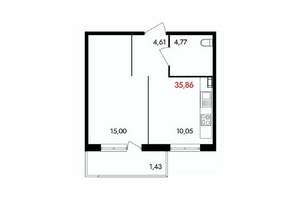 1-к квартира, вторичка, 36м2, 14/18 этаж