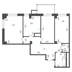 4-к квартира, вторичка, 80м2, 8/10 этаж