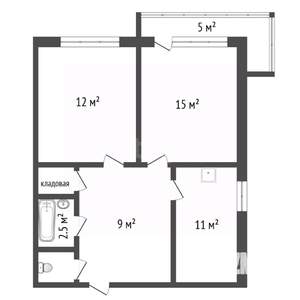 2-к квартира, вторичка, 48м2, 5/9 этаж