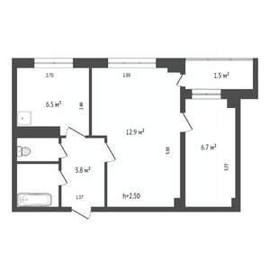 1-к квартира, вторичка, 38м2, 7/9 этаж