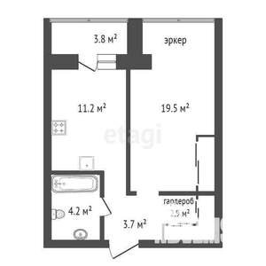 1-к квартира, вторичка, 42м2, 3/17 этаж