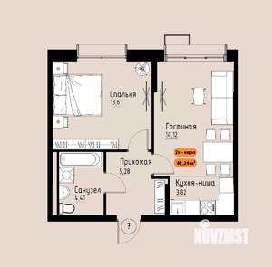 2-к квартира, вторичка, 41м2, 15/17 этаж