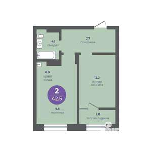 2-к квартира, вторичка, 43м2, 4/10 этаж