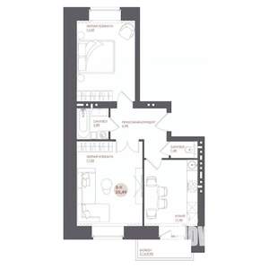 2-к квартира, строящийся дом, 55м2, 10/17 этаж