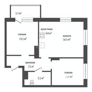 3-к квартира, вторичка, 62м2, 9/19 этаж