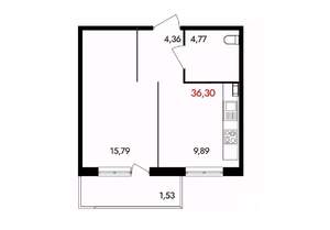 1-к квартира, вторичка, 36м2, 6/18 этаж
