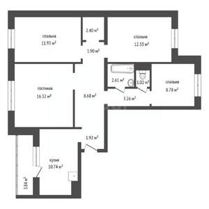 4-к квартира, вторичка, 82м2, 6/17 этаж