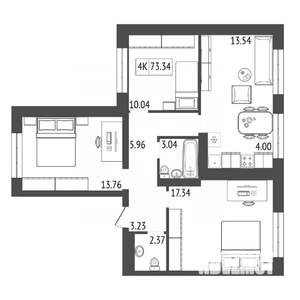 4-к квартира, вторичка, 73м2, 2/17 этаж