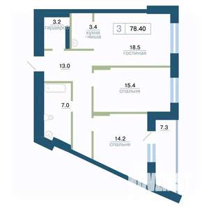 3-к квартира, вторичка, 78м2, 21/24 этаж