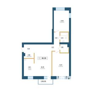 3-к квартира, вторичка, 88м2, 3/7 этаж