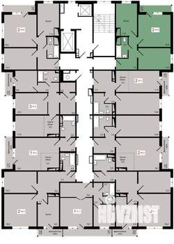 2-к квартира, строящийся дом, 56м2, 17/17 этаж