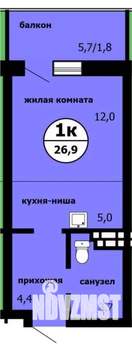 Студия квартира, сданный дом, 27м2, 3/9 этаж