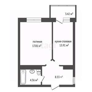 1-к квартира, вторичка, 44м2, 11/16 этаж