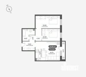 3-к квартира, вторичка, 72м2, 1/17 этаж