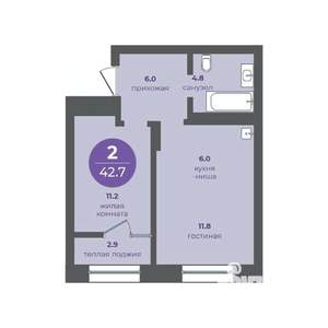 2-к квартира, вторичка, 43м2, 8/24 этаж