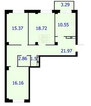 3-к квартира, строящийся дом, 88м2, 5/9 этаж