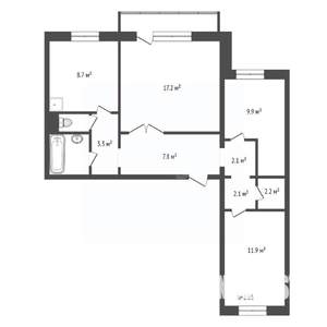 3-к квартира, вторичка, 71м2, 7/10 этаж