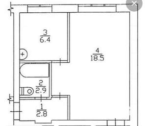 1-к квартира, вторичка, 31м2, 5/5 этаж