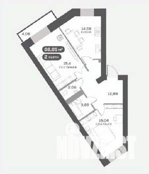 2-к квартира, вторичка, 69м2, 13/15 этаж