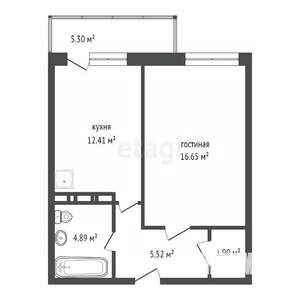 1-к квартира, вторичка, 46м2, 6/8 этаж
