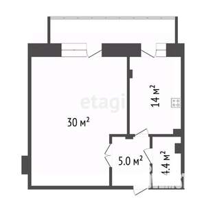 1-к квартира, вторичка, 53м2, 7/9 этаж