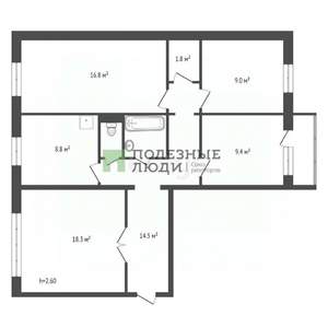 4-к квартира, вторичка, 83м2, 2/10 этаж
