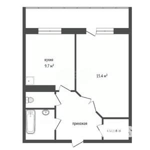 1-к квартира, вторичка, 36м2, 1/16 этаж